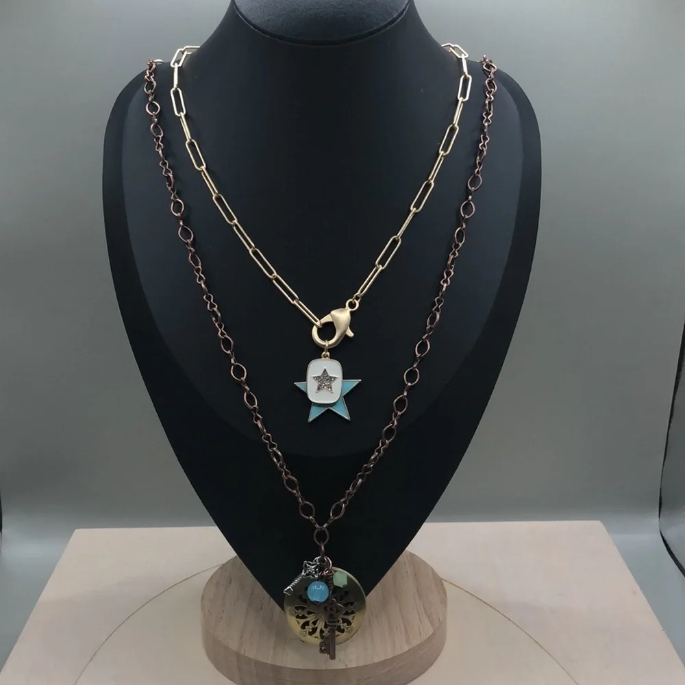 Curated bundle trendy boho style charm necklaces.